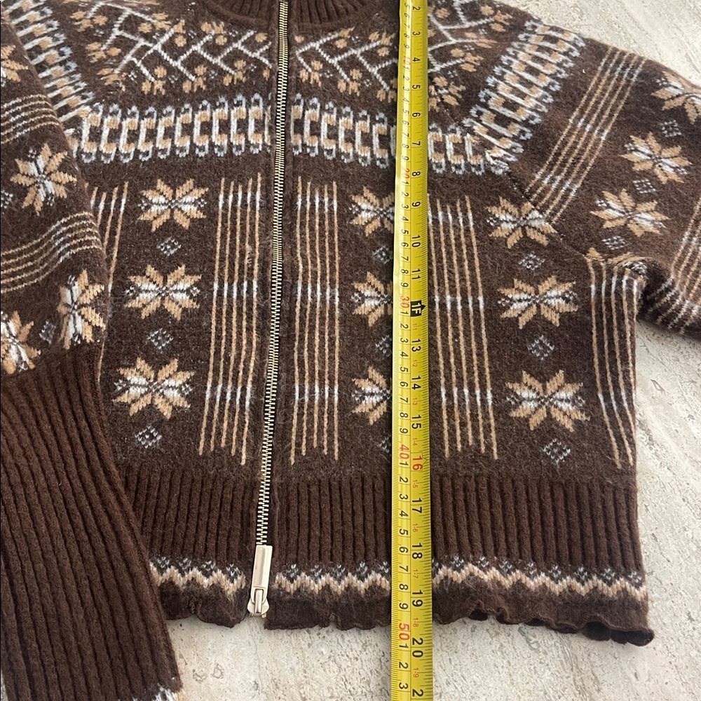 HOUSE OF HARLOW 1960 Brown Mock Neckline Double Zipper Wool Blend Sweater Size S - Picture 15 of 16
